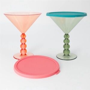 NEW Target To Go Cocktail Glasses Set of 2 with lids